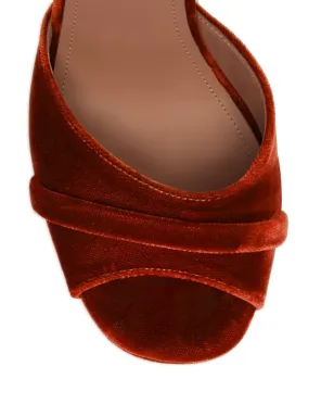 Malone Souliers 125mm ユリバックル ベルベット プラットフォームヒール サンダル (オレンジ) - サムネイル3