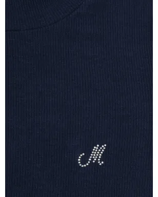 Monnalisa リブ編みのタートルネック長袖Tシャツ - ブルー - サムネイル3