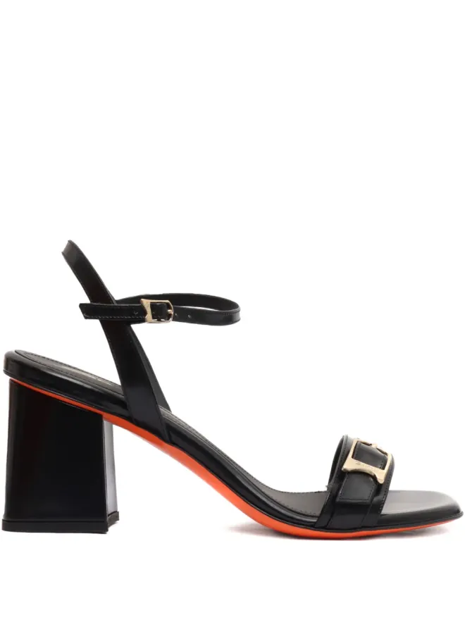 Santoni Santoni buckle-detail block-heel sandals - Blackの商品画像