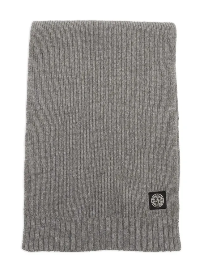 Stone Island Junior Stone Island Junior リブ編みロゴディテール スカーフの商品画像