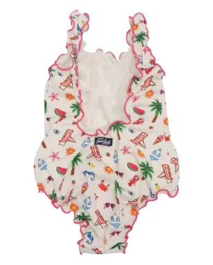 MC2 Saint Barth Kids ラッフルプリント水着 - ホワイト - サムネイル2