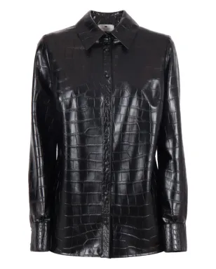 Elisabetta Franchi クロコダイルエフェクトシャツ - ブラック - サムネイル1