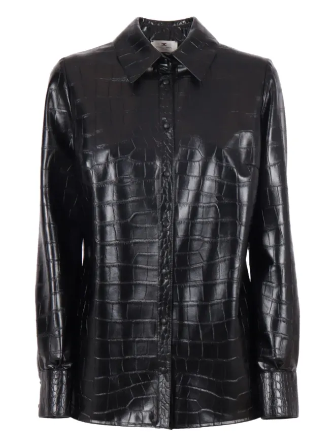 Elisabetta Franchi Elisabetta Franchi クロコダイルエフェクトシャツ - ブラックの商品画像