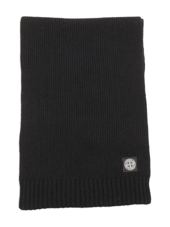 Stone Island Junior Stone Island Junior リブ編みロゴパッチスカーフの商品画像