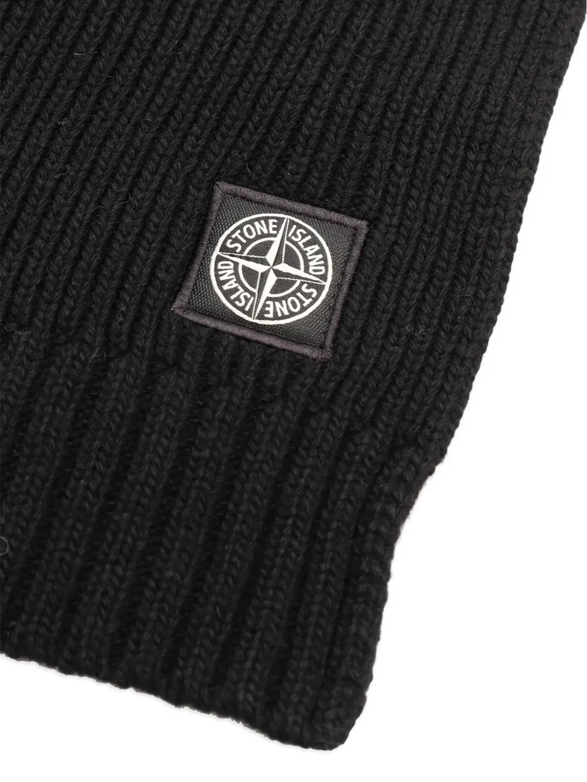 Stone Island Junior リブ編みロゴパッチスカーフ - 画像3
