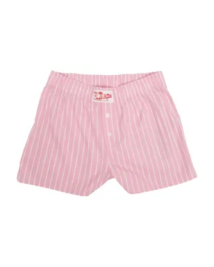 MC2 Saint Barth Kids ロゴパッチ付きストライプ柄ショートパンツ - サムネイル1