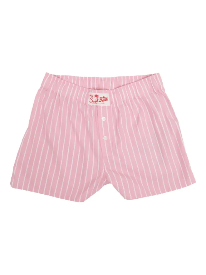 MC2 Saint Barth Kids MC2 Saint Barth Kids ロゴパッチ付きストライプ柄ショートパンツの商品画像
