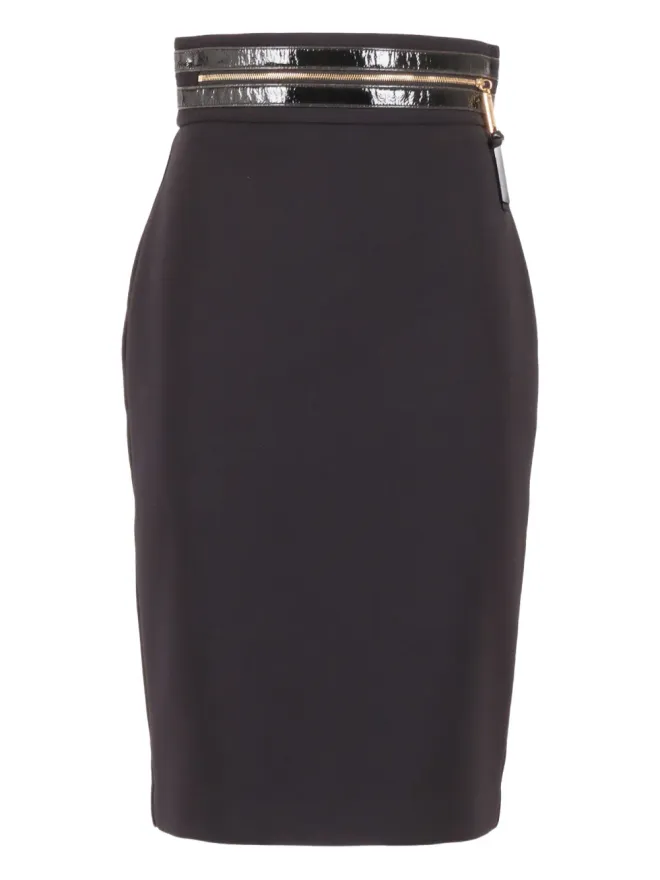 Elisabetta Franchi Elisabetta Franchi ジップトリム付きペンシルミディスカート - ブラックの商品画像