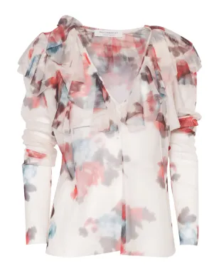 Philosophy Di Lorenzo Serafini Kids フリルネック花柄プリント ブラウス - サムネイル1