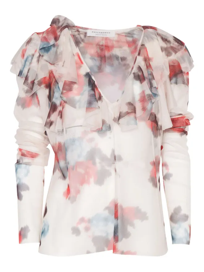 Philosophy Di Lorenzo Serafini Kids Philosophy Di Lorenzo Serafini Kids フリルネック花柄プリント ブラウスの商品画像