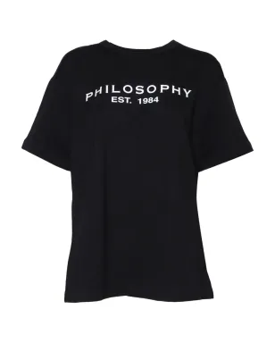 Philosophy Di Lorenzo Serafini Kids ロゴプリント コットンTシャツ - ブラック - サムネイル1