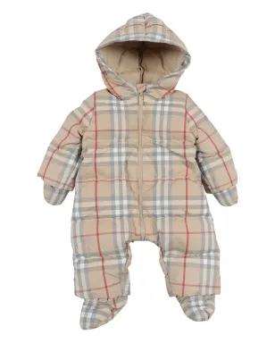 Burberry Kids チェック柄キルティッド中綿入りロンパース - サムネイル1