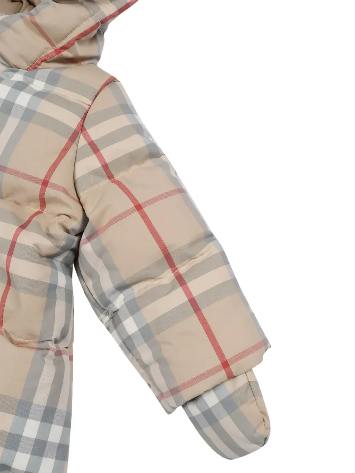 Burberry Kids チェック柄キルティッド中綿入りロンパース - 画像3