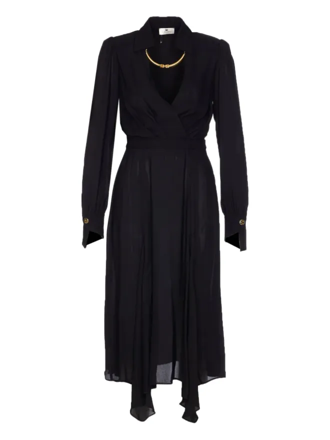 Elisabetta Franchi Elisabetta Franchi Vネック ロゴネックレス付きミディドレスの商品画像