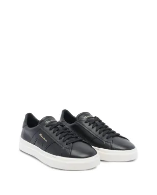 Santoni round-toe leather sneakers - Black - サムネイル2