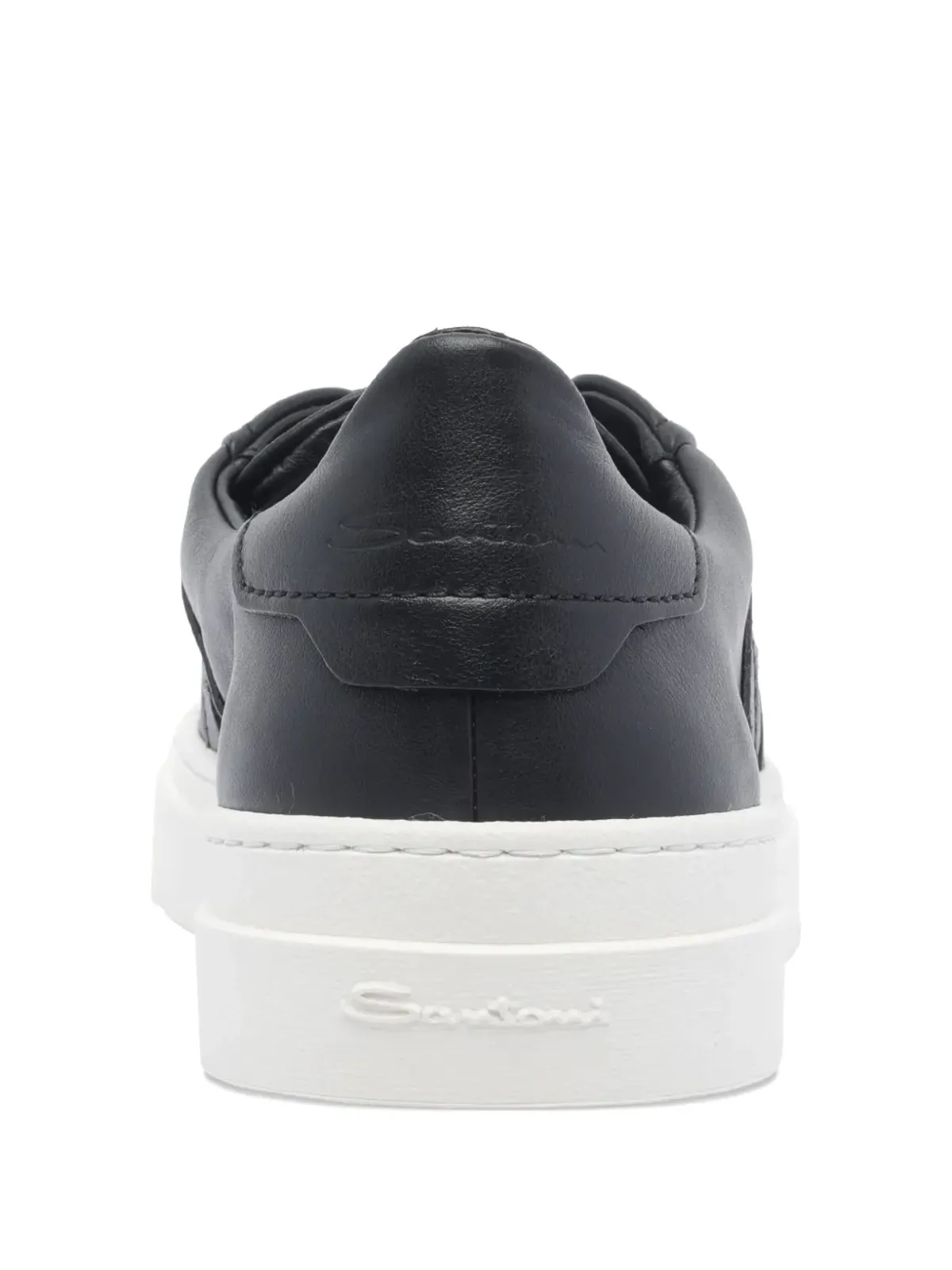 Santoni round-toe leather sneakers - Black - 画像3