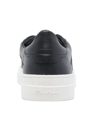 Santoni round-toe leather sneakers - Black - サムネイル3