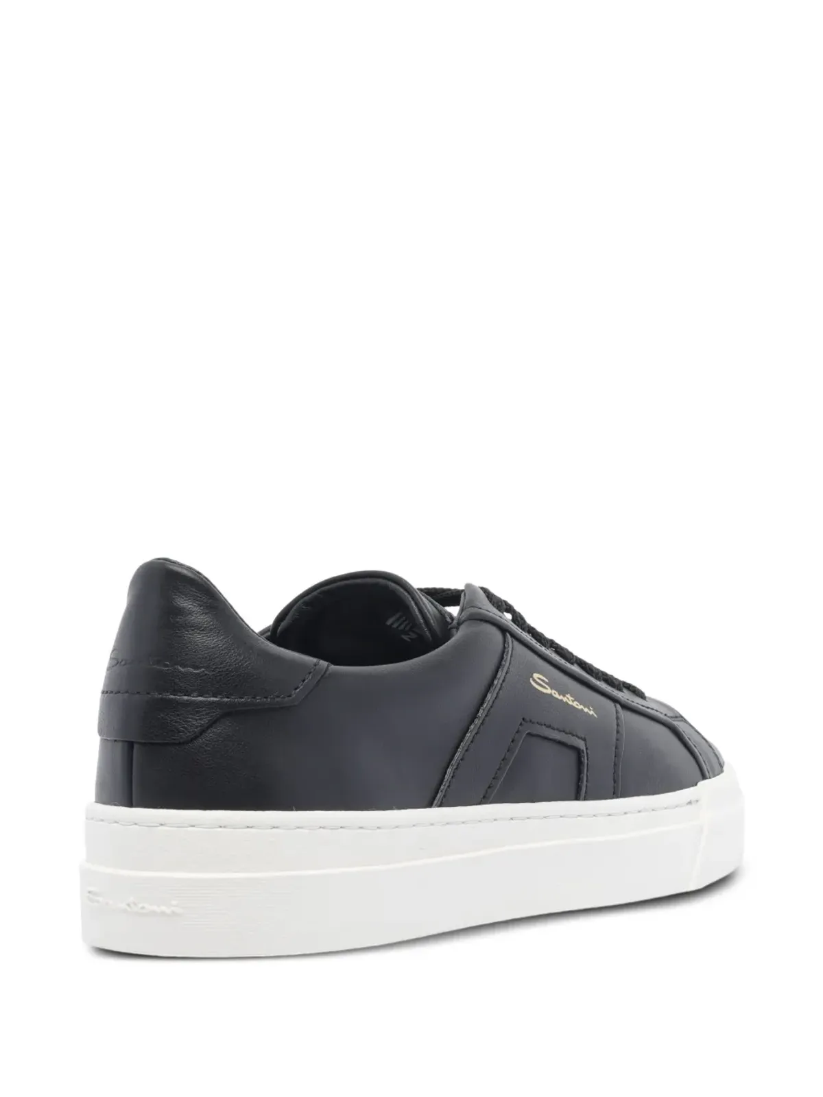 Santoni round-toe leather sneakers - Black - 画像4