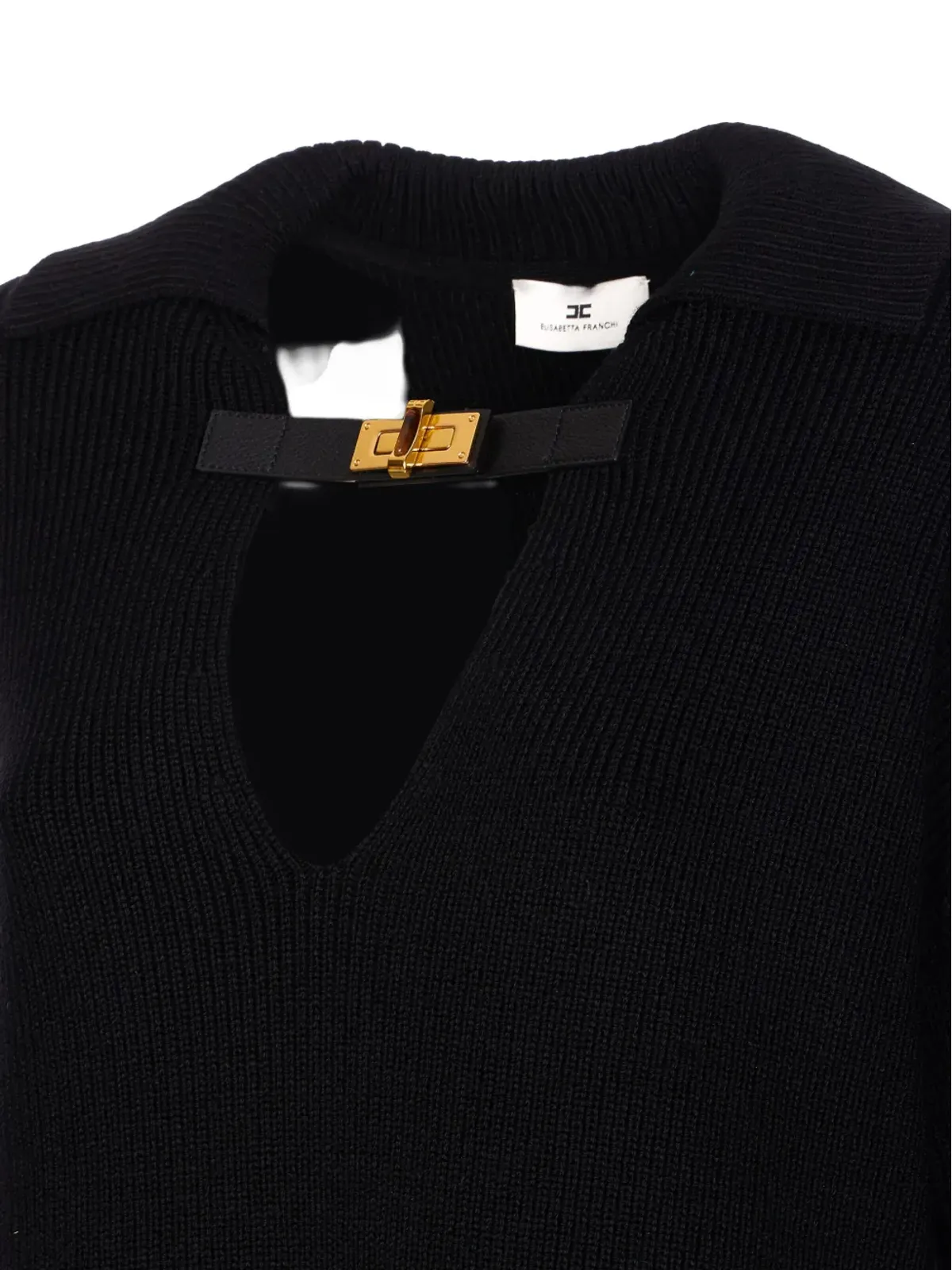Elisabetta Franchi Vネック ウール混紡セーター ブラック - 画像3