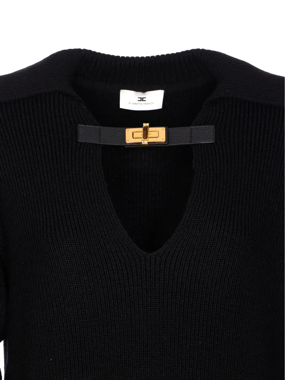 Elisabetta Franchi Vネック ウール混紡セーター ブラック - 画像4