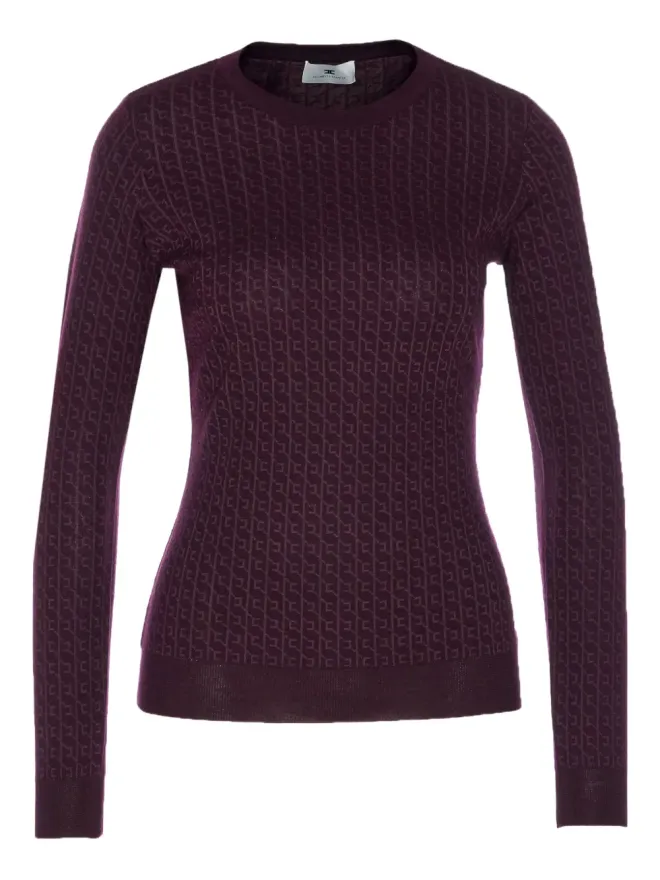 Elisabetta Franchi Elisabetta Franchi パターンジャカード長袖トップ - Purpleの商品画像