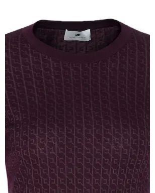Elisabetta Franchi パターンジャカード長袖トップ - Purple - サムネイル4