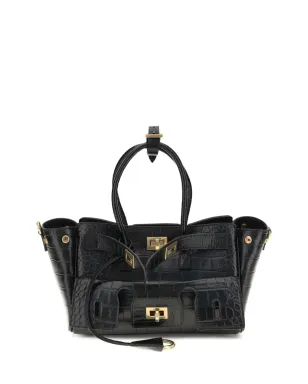Balenciaga クロコダイルエフェクト・トップハンドルショルダーバッグ（ブラック） - サムネイル1