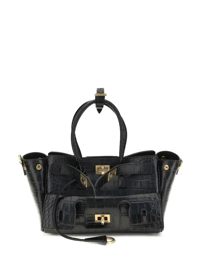 Balenciaga Balenciaga クロコダイルエフェクト・トップハンドルショルダーバッグ（ブラック）の商品画像