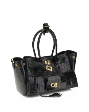 Balenciaga クロコダイルエフェクト・トップハンドルショルダーバッグ（ブラック） - サムネイル2