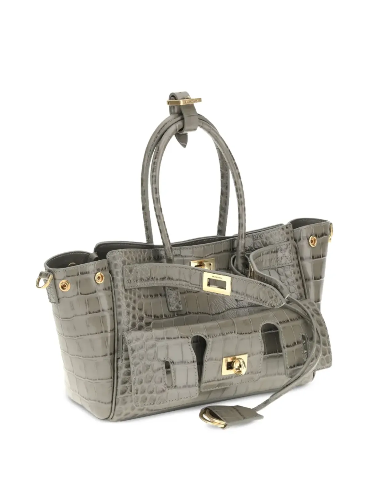 Balenciaga Bel Air クロコダイルエフェクト レザー トートバッグ - 画像2