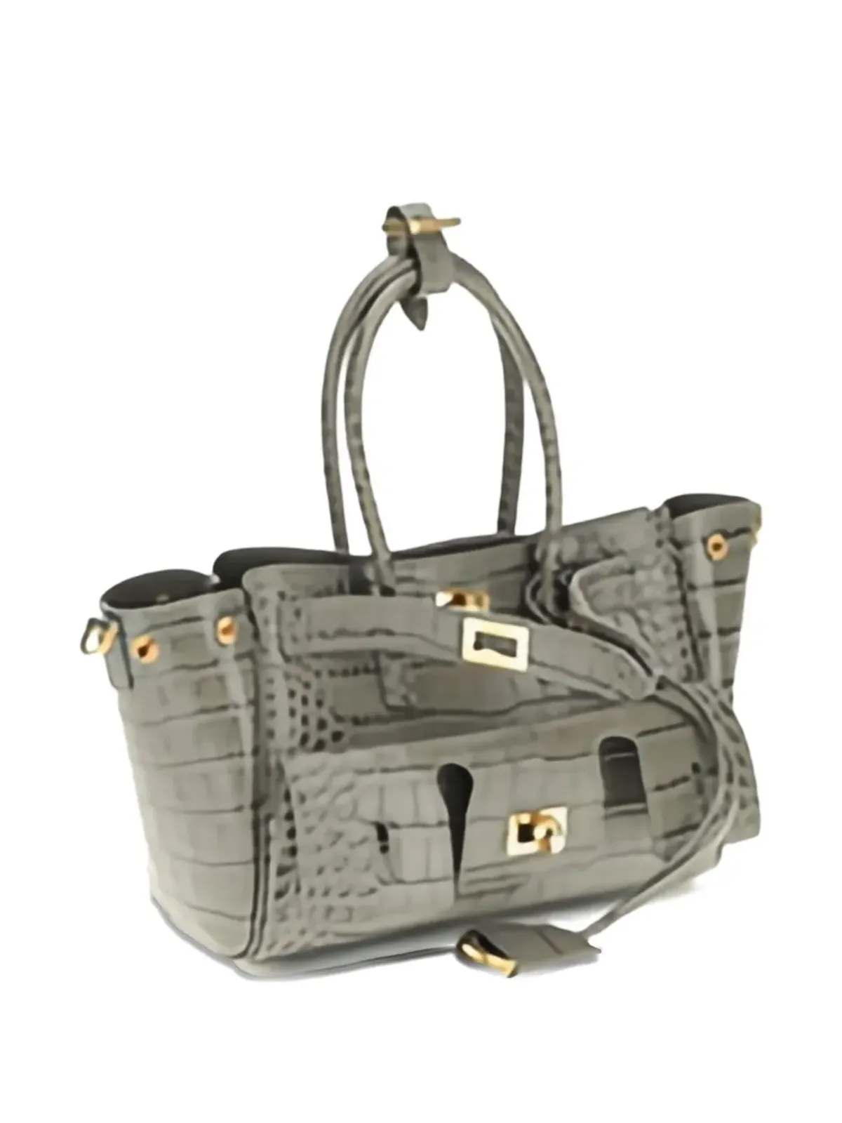 Balenciaga Bel Air クロコダイルエフェクト レザー トートバッグ - 画像4