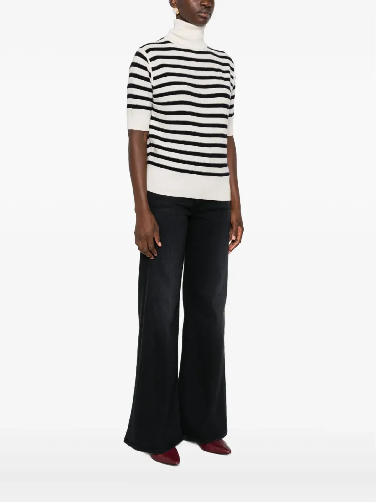 Allude ストライプ タートルネック セーター - 画像3