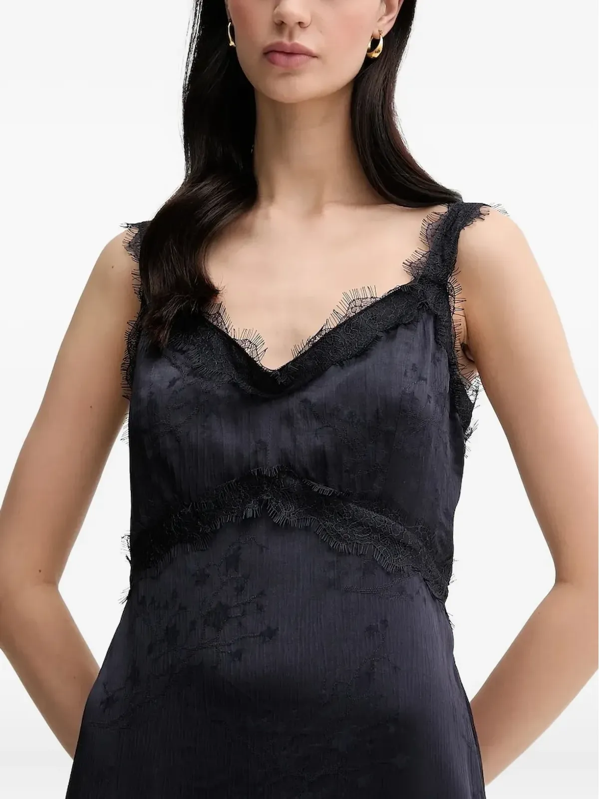 Pedro Del Hierro レーストリム付きサテン ドレス - 画像3