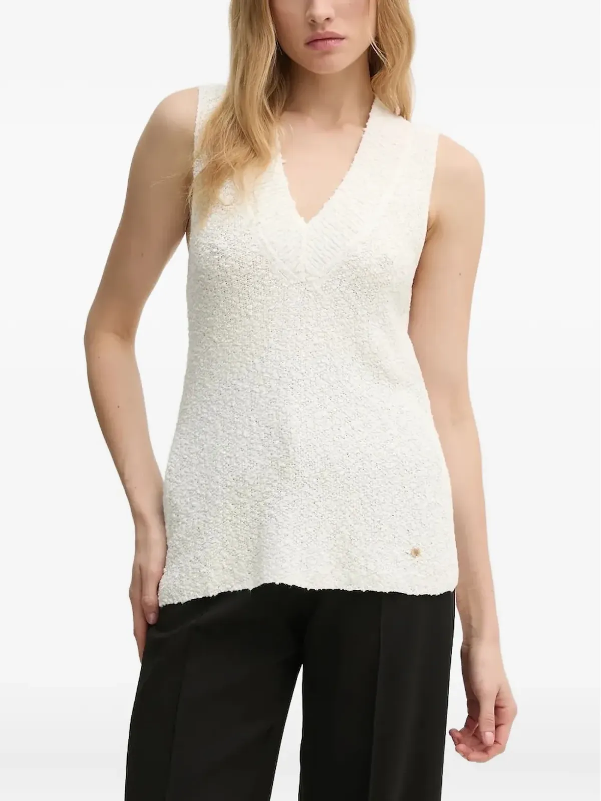 Pedro Del Hierro Vネック テクスチャードニットトップ - 画像1