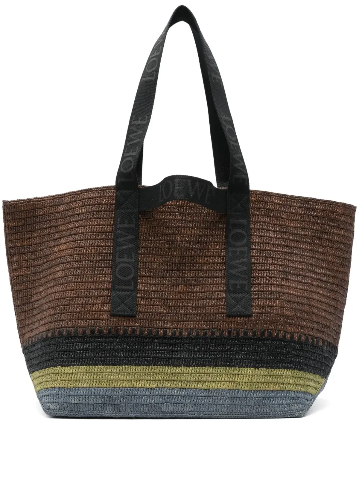 LOEWE フォールド・ショッパー ラフィア織 ロゴ トートバッグ - 画像1