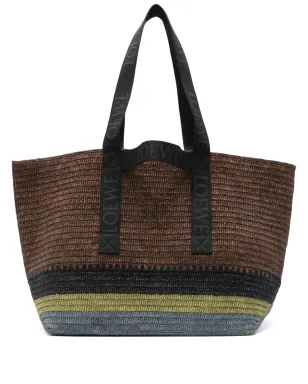 LOEWE フォールド・ショッパー ラフィア織 ロゴ トートバッグ - サムネイル1