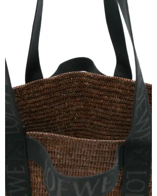 LOEWE フォールド・ショッパー ラフィア織 ロゴ トートバッグ - サムネイル5