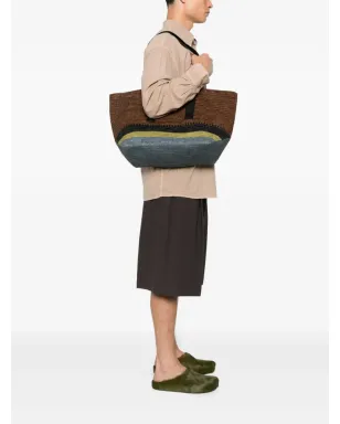 LOEWE フォールド・ショッパー ラフィア織 ロゴ トートバッグ - サムネイル2