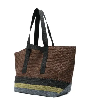LOEWE フォールド・ショッパー ラフィア織 ロゴ トートバッグ - サムネイル3