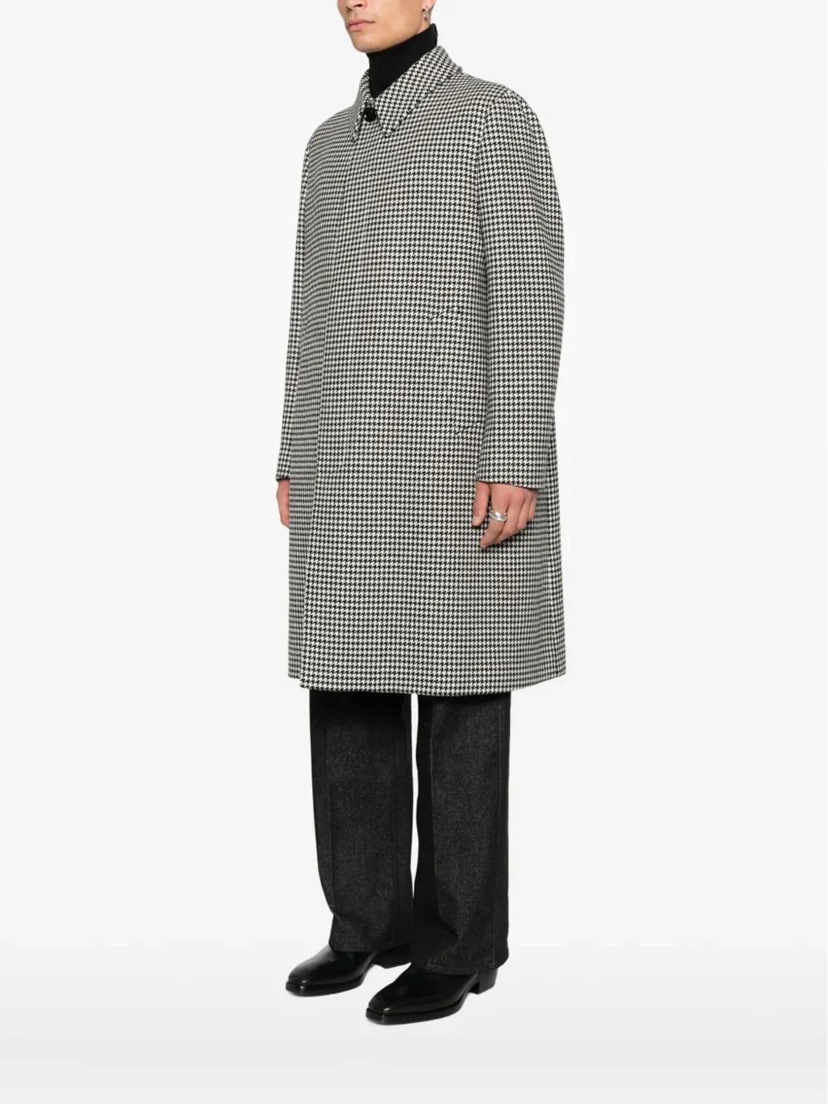 Lardini ハウンドトゥース ウールコート - 画像3
