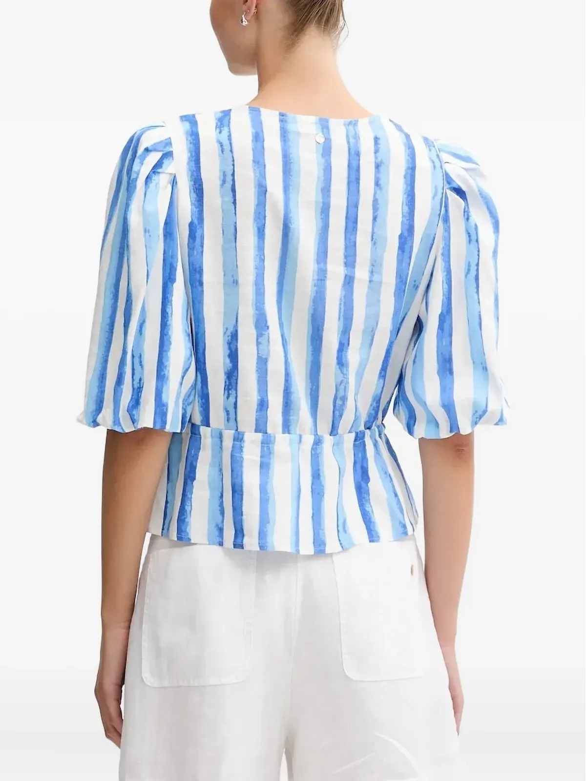 Pedro Del Hierro puff-sleeve striped top - Blue - 画像2