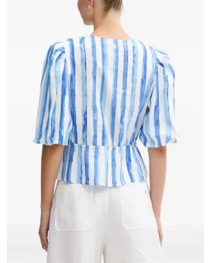 Pedro Del Hierro puff-sleeve striped top - Blue - サムネイル2