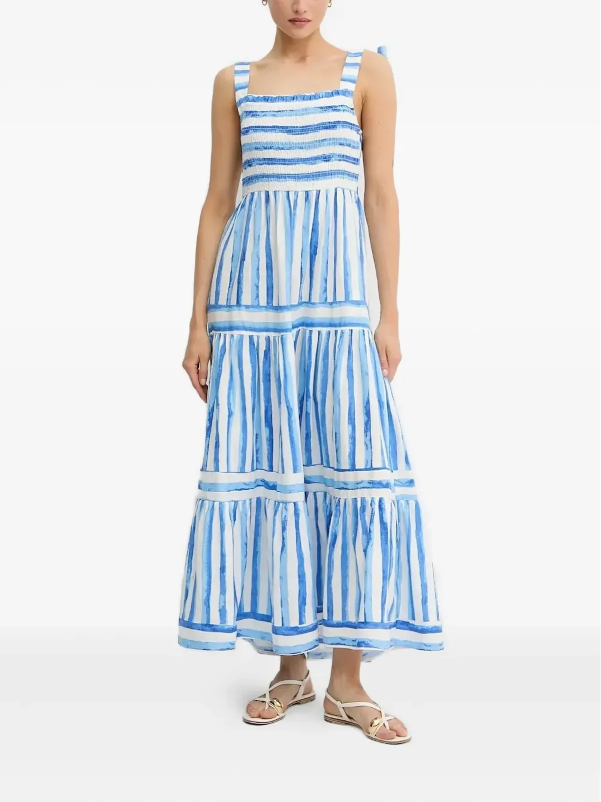 Pedro Del Hierro スモックストライプミディドレス - 画像1