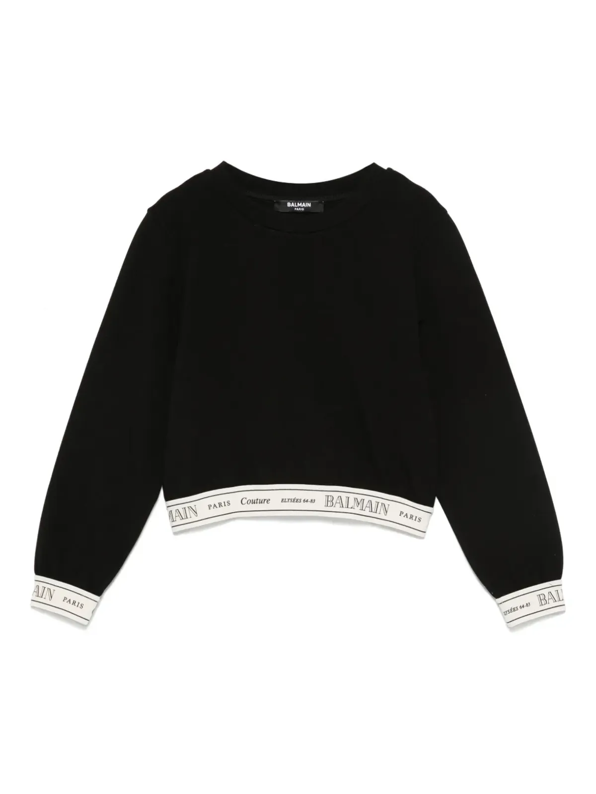 Balmain Kids ロゴバンド付きクロップトップ ブラック - 画像1