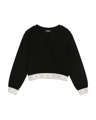 Balmain Kids ロゴバンド付きクロップトップ ブラック - サムネイル1