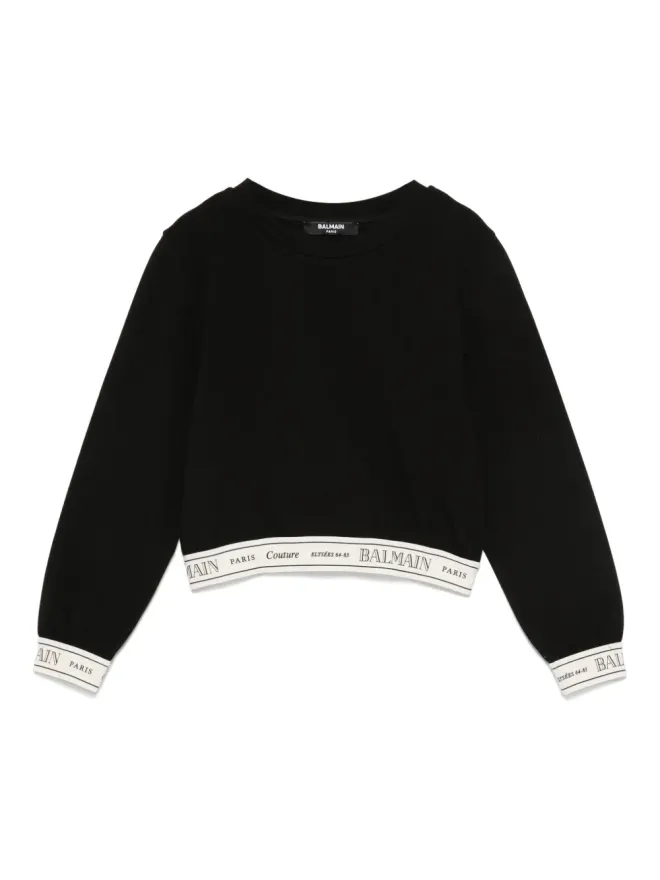 Balmain Kids Balmain Kids ロゴバンド付きクロップトップ ブラックの商品画像