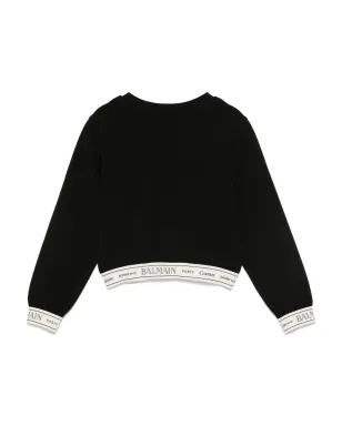Balmain Kids ロゴバンド付きクロップトップ ブラック - サムネイル2
