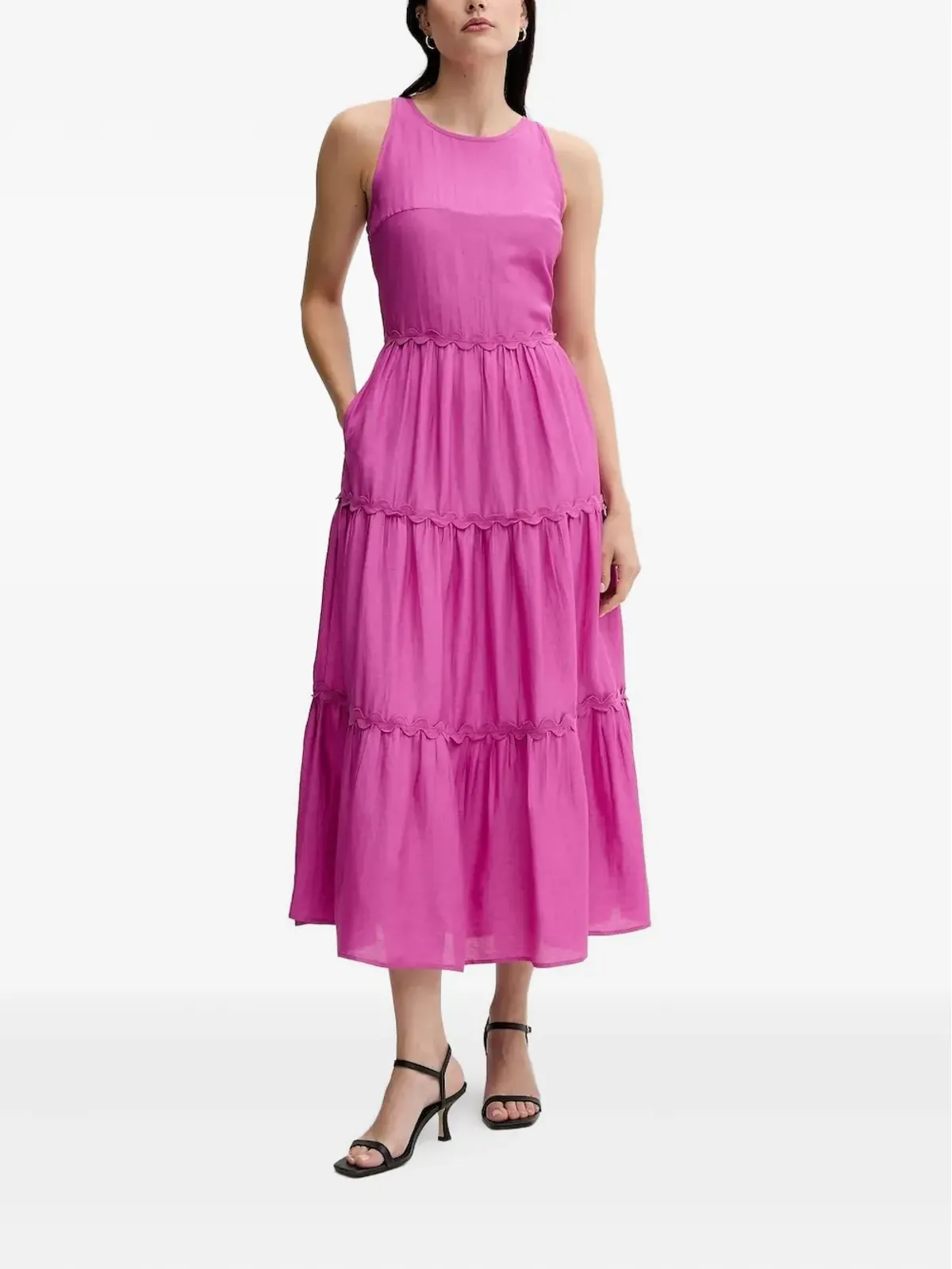 Pedro Del Hierro スカラップ装飾ティアードミディドレス - 画像2