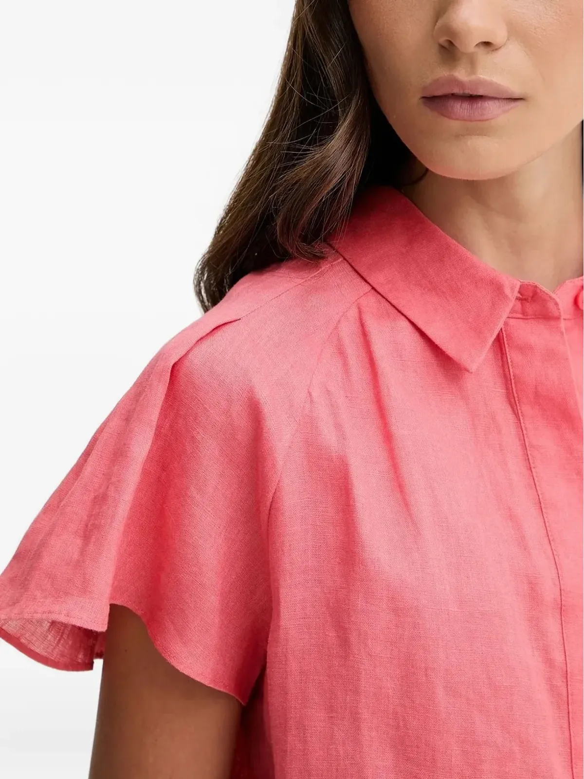 Pedro Del Hierro ラッフルスリーブリネンシャツ - 画像3