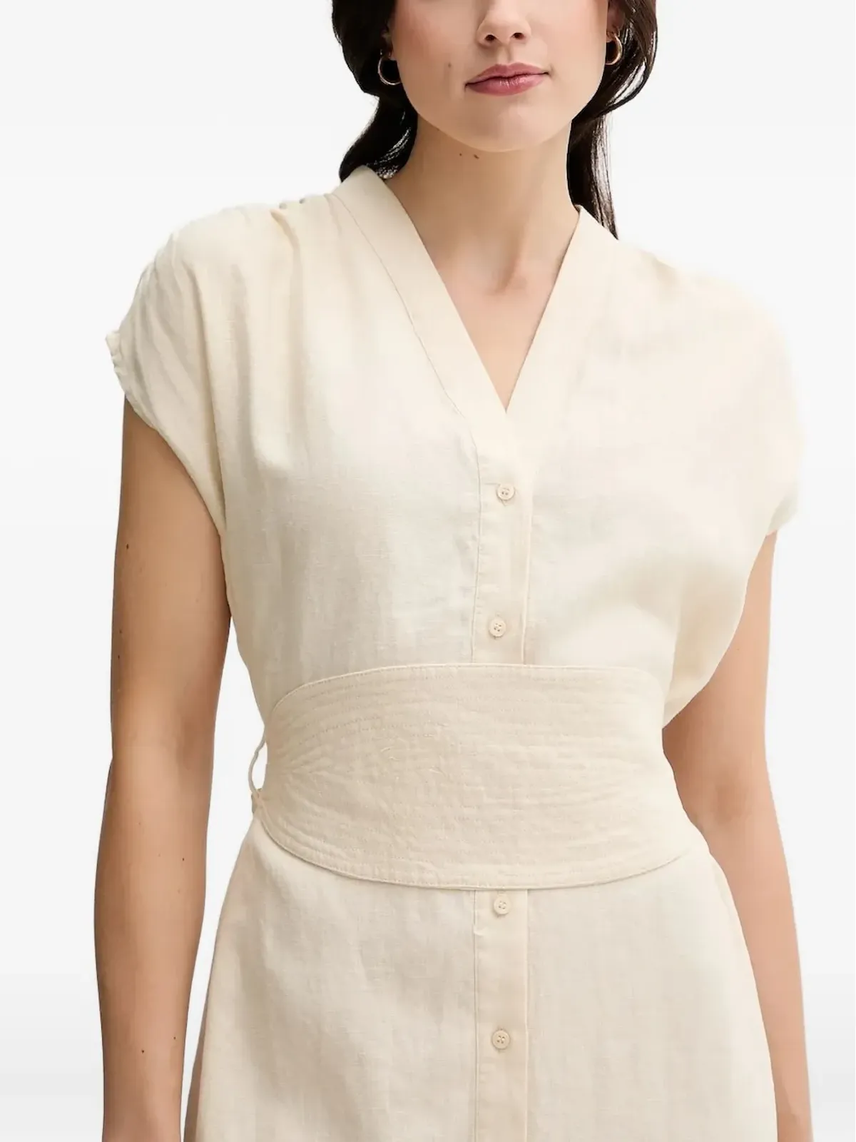 Pedro Del Hierro ボタンフロントベルト付きミディドレス - 画像4